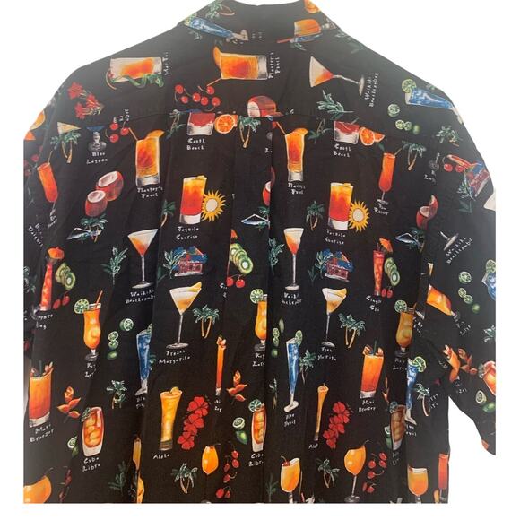 Vintage Weekender Traveler Hawaiian Shirt Large Black Cocktails USA Fun Mens - Picture 5 of 6